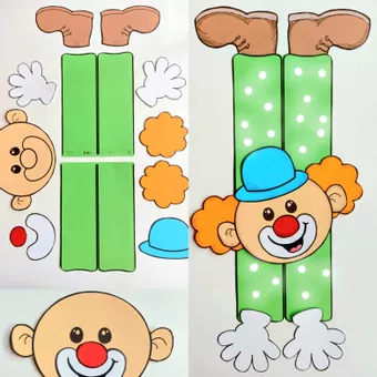 Bild in der Beschreibung des Unterrichtsmaterials Großer Clown hängend basteln Fasching von Wolkenland.Graphics #1