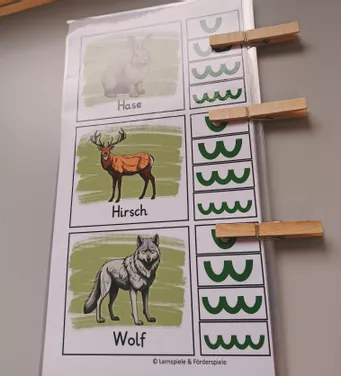 Bild in der Beschreibung des Unterrichtsmaterials Silben schwingen Tiere im Wald - Klammerkarten von Lernspiele & Förderspiele #1