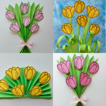 Bild in der Beschreibung des Unterrichtsmaterials Tulpenstrauß basteln zum Muttertag Geburtstag Valentinstag von Wolkenland.Graphics #1