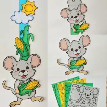 Bild in der Beschreibung des Unterrichtsmaterials Maus im Maisfeld Fensterbild & Dekohänger: Bastelvorlage Kunstunterricht Klasse 1-4 (Herbstdeko / Feld- & Wildtiere / Grundschule) von Wolkenland.Graphics #2