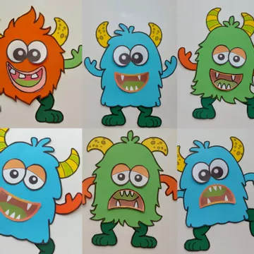 Bild in der Beschreibung des Unterrichtsmaterials Monster Fensterbild basteln: Bastelvorlage für Kunst & Halloween Klasse 1-4 (Knallbunte Monster / Herbstdeko / Schablonen) von Wolkenland.Graphics #1