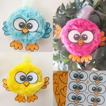 Bild in der Beschreibung des Unterrichtsmaterials Fluffige Küken und Vögel aus Serviettenrosen basteln Frühling Ostern von Wolkenland.Graphics #1