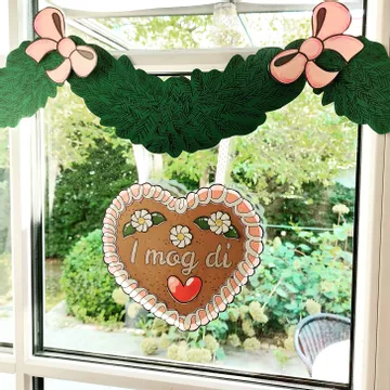 Bild in der Beschreibung des Unterrichtsmaterials Lebkuchenherz Fensterbild: Bastelvorlage für Oktoberfest, Wiesn, Maifest & Weihnachten Klasse 1-13 (Volksfest basteln / Brezel-Deko / Anhänger) von Wolkenland.Graphics #1