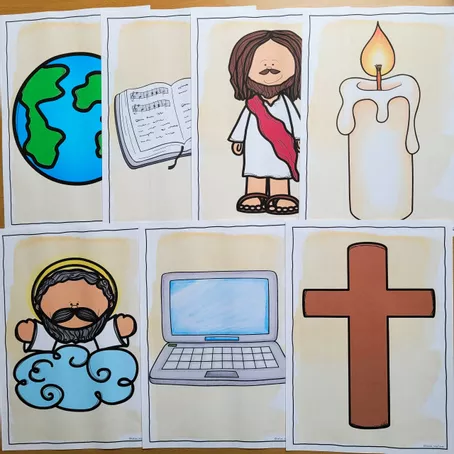 Bild in der Beschreibung des Unterrichtsmaterials Religion Klasse 1 BILDKARTEN Was machen wir im Religionsunterricht? von Helles Köpfchen #2