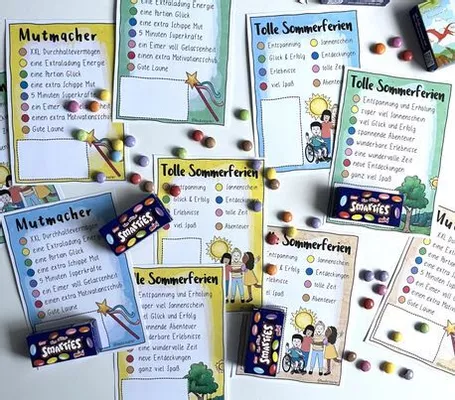 Bild in der Beschreibung des Unterrichtsmaterials Awesome (Summer) Holidays - Geschenk / Grußkarten mit Schokolinsen von Doodleteacher #1