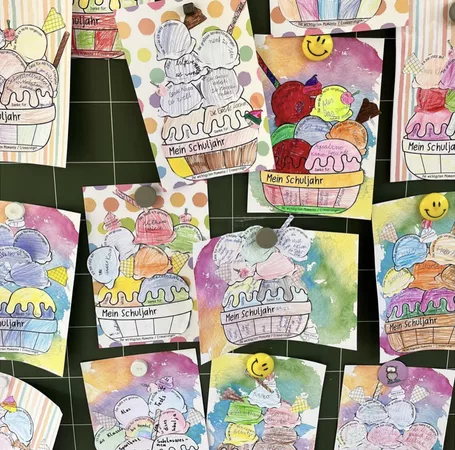 Bild in der Beschreibung des Unterrichtsmaterials Schuljahresende: Mein Schuljahr / Eisbecher - Sommer / Sommerferien von Doodleteacher #4