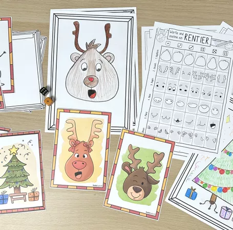 Bild in der Beschreibung des Unterrichtsmaterials Süßes Rentier 🦌 würfeln und malen / Kreativprojekt von Doodleteacher #1