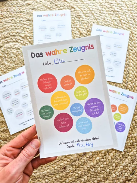 Bild in der Beschreibung des Unterrichtsmaterials Das wahre Zeugnis - Zeugnis mit Herz von FreuleinBerg #1