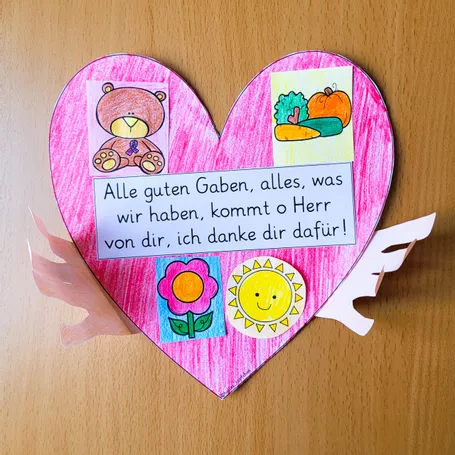 Bild in der Beschreibung des Unterrichtsmaterials Religion Dankbarkeit & Erntedank / Danke-Herz basteln von Helles Köpfchen #2