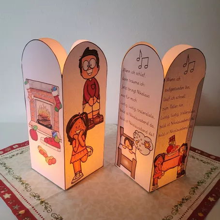 Bild in der Beschreibung des Unterrichtsmaterials Nikolaus Kunst Bastelvorlage für Kinder: Tischlaterne von Helles Köpfchen #2