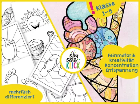 Bild in der Beschreibung des Unterrichtsmaterials 4 x 15 Sommer-Ausmalbilder (differenziert) von simsalaKLICK #2