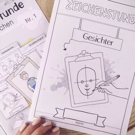 Bild in der Beschreibung des Unterrichtsmaterials Zeichenstunde: Gesichter | Porträts | Übungsheft von Papillionis #1