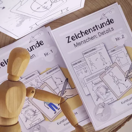 Bild in der Beschreibung des Unterrichtsmaterials Zeichenstunde: Menschen zeichnen | 3 Selbstlernhefte von Papillionis #1