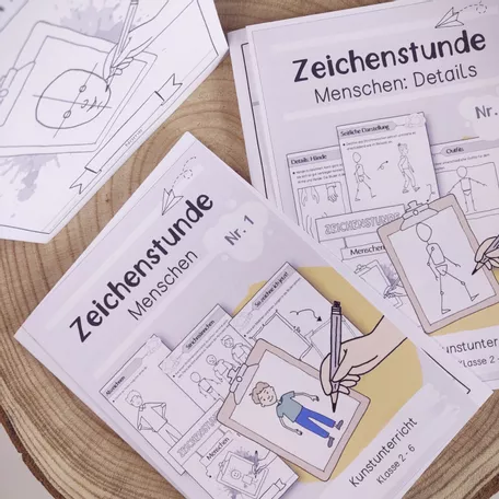 Bild in der Beschreibung des Unterrichtsmaterials Zeichenstunde: Menschen zeichnen | 3 Selbstlernhefte von Papillionis #2