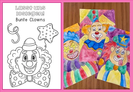 Bild in der Beschreibung des Unterrichtsmaterials Clown - Karneval / Fasching - Kunstprojekt - Schritt für Schritt - mit Smartboard - Präsentation von Odd Bird & Company #1