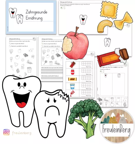 Bild in der Beschreibung des Unterrichtsmaterials Zähne: Zahngesunde Ernährung - Arbeitsblätter von FreuleinBerg #1