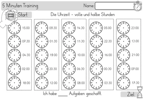 Bild in der Beschreibung des Unterrichtsmaterials 5 & 10 Minuten Training / Rechnen - Uhr & Uhrzeiten von Odd Bird & Company #2