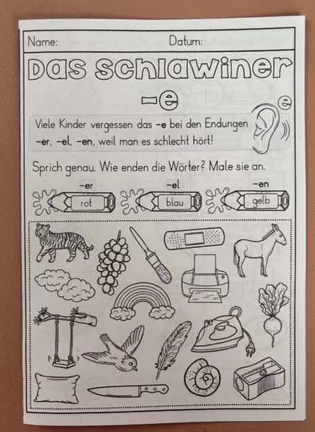 Bild in der Beschreibung des Unterrichtsmaterials Mini - Falthefte - Schlawiner e - Endungen -er, -el, -en von Odd Bird & Company #1