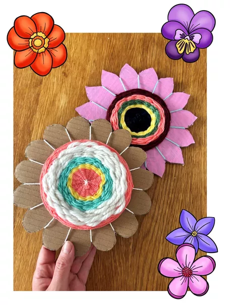 Bild in der Beschreibung des Unterrichtsmaterials Kunstprojekt - Webblumen im Sommer - Blumen aus Wolle weben von Odd Bird & Company #1