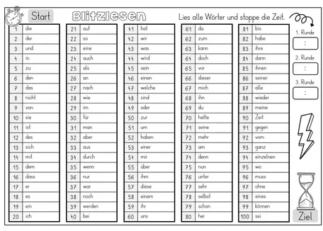 Bild in der Beschreibung des Unterrichtsmaterials Blitzlesen - Lesetraining - Lesen üben - 100 Wörter von Odd Bird & Company #1