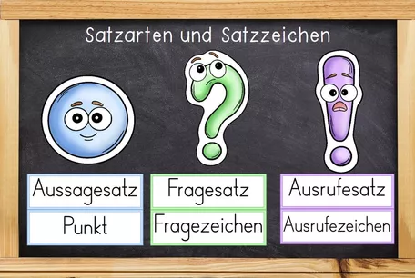 Bild in der Beschreibung des Unterrichtsmaterials Lernwerkstatt Satzarten & Satzzeichen - mit Tafelmaterial & Bastelvorlagen von Odd Bird & Company #3