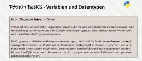 Bild in der Beschreibung des Unterrichtsmaterials Python Basics 1 - Variablen und Datentypen von Mr L #1
