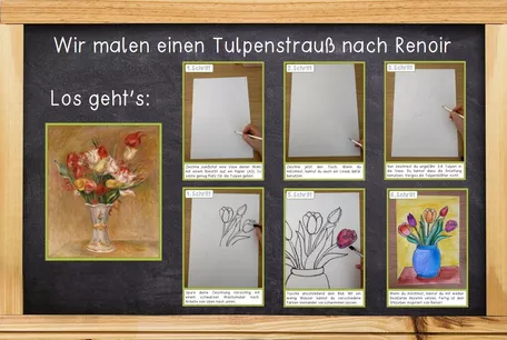 Bild in der Beschreibung des Unterrichtsmaterials Kunstprojekt - Pierre-Auguste Renoir - Tulpen - Schritt für Schritt und Smartboard - Präsentation von Odd Bird & Company #3
