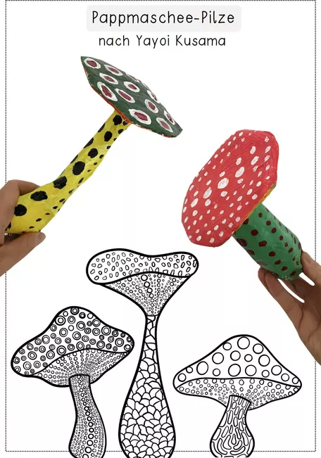 Bild in der Beschreibung des Unterrichtsmaterials Yayoi Kusama Kunstprojekt - Pilze aus Pappmaschee von Odd Bird & Company #1