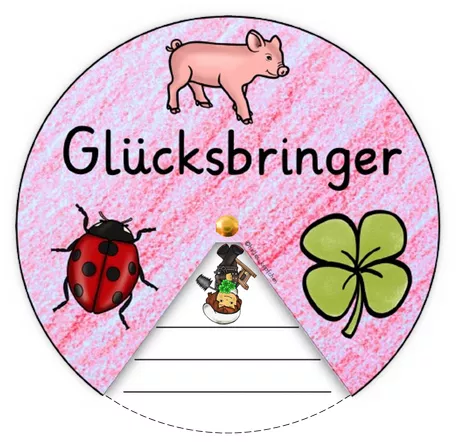 Bild in der Beschreibung des Unterrichtsmaterials Glücksbringer Klasse 3-6 Drehscheibe basteln von Helles Köpfchen #1
