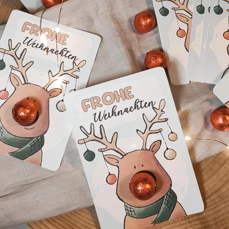 Bild in der Beschreibung des Unterrichtsmaterials Rentiernase | Weihnachtsgruß | Feriengruß zu Weihnachten von papillionis #1