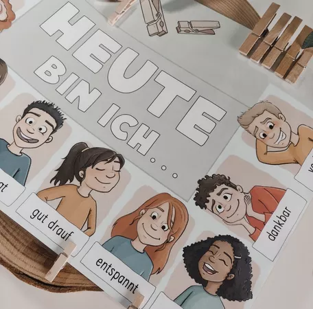 Bild in der Beschreibung des Unterrichtsmaterials Gefühlsbarometer "Heute bin ich..." | Klammern von Papillionis #1