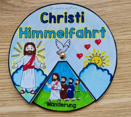 Bild in der Beschreibung des Unterrichtsmaterials Christi Himmelfahrt: Bastelvorlage für eine Drehscheibe von Lehrerin mit Herz #1