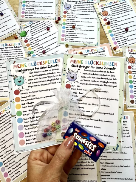 Bild in der Beschreibung des Unterrichtsmaterials Abschiedsgeschenk zum Schuljahresende: Glücksperlen & Glückslinsen von Janetti #1
