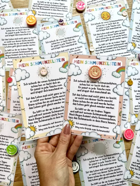Bild in der Beschreibung des Unterrichtsmaterials Abschiedsgeschenk zum Schuljahresende: Schmunzelstein von Janetti #1