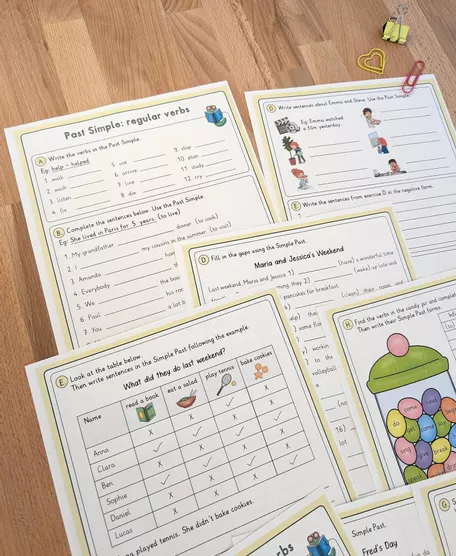 Bild in der Beschreibung des Unterrichtsmaterials Simple Past Übungen Klasse 5/6 – Arbeitsblätter mit unregelmäßigen Verben von Brighter Day Classroom #2