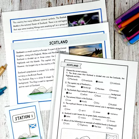 Bild in der Beschreibung des Unterrichtsmaterials Scotland - estaciones de trabajo (inglés) von Brighter Day Classroom #1