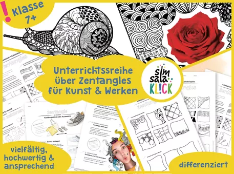 Bild in der Beschreibung des Unterrichtsmaterials *Kunststunde(n)* Zentangles zeichnen von simsalaKLICK #1