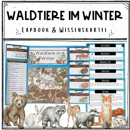 Bild in der Beschreibung des Unterrichtsmaterials Waldtiere im Winter - Materialpaket (Lapbook und Wissenskartei) von The Growing Firsties #1