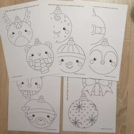 Bild in der Beschreibung des Unterrichtsmaterials Christbaumkugeln - Malvorlagen / Ausmalbilder von Abenteuer Grundschule #1