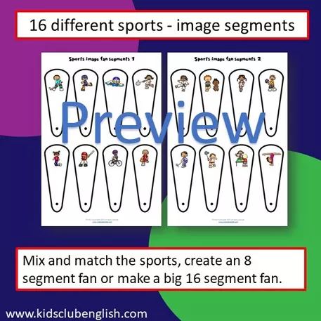 Bild in der Beschreibung des Unterrichtsmaterials Sports vocabulary fans | ESL EFL interactive craft von Kids Club English with Fiona Hunter #1