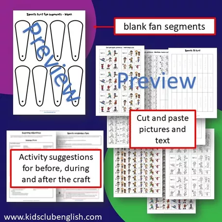 Bild in der Beschreibung des Unterrichtsmaterials Sports vocabulary fans | ESL EFL interactive craft von Kids Club English with Fiona Hunter #3