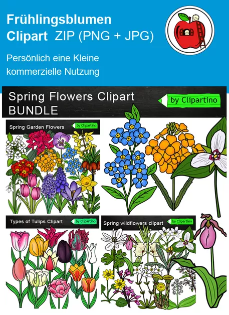 Bild in der Beschreibung des Unterrichtsmaterials Frühlingsblumen Lebenszyklus ClipArt Grafiken Materialpaket von Clipartino #1
