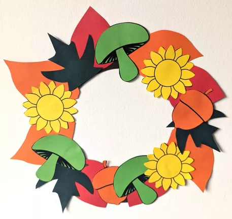 Bild in der Beschreibung des Unterrichtsmaterials Basteln im Herbst: Bastelvorlage Herbstkranz von JBC Kids #1
