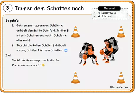 Bild in der Beschreibung des Unterrichtsmaterials Dribbeln an Stationen (Basketball - Stationskarten) von Lernenlernen #1