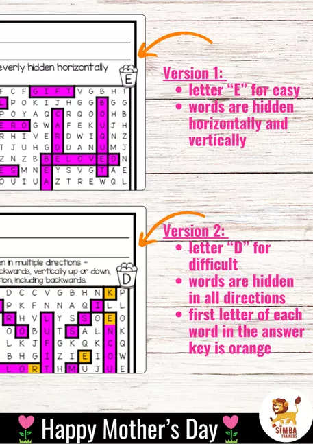 Bild in der Beschreibung des Unterrichtsmaterials XXL Word Search Puzzle (Mother