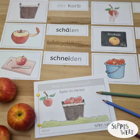 Bild in der Beschreibung des Unterrichtsmaterials Äpfel und Apfelbaum im Herbst: Wortschatzheft und Wortspeicher von Seppiswelt #1