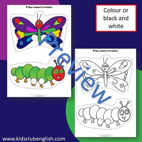 Bild in der Beschreibung des Unterrichtsmaterials The Hungry Caterpillar Finger Puppets von Kids Club English with Fiona Hunter #1