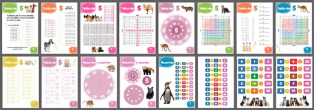 Bild in der Beschreibung des Unterrichtsmaterials Tablas de Multiplicar. TABLA DEL 5 von Lola Pirindola #1