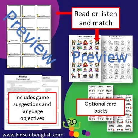Bild in der Beschreibung des Unterrichtsmaterials Hobbies Playing Cards Craft Eduki von Kids Club English with Fiona Hunter #3