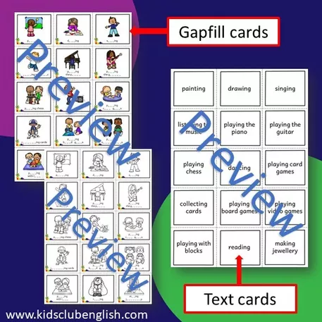 Bild in der Beschreibung des Unterrichtsmaterials Hobbies Playing Cards Craft Eduki von Kids Club English with Fiona Hunter #2